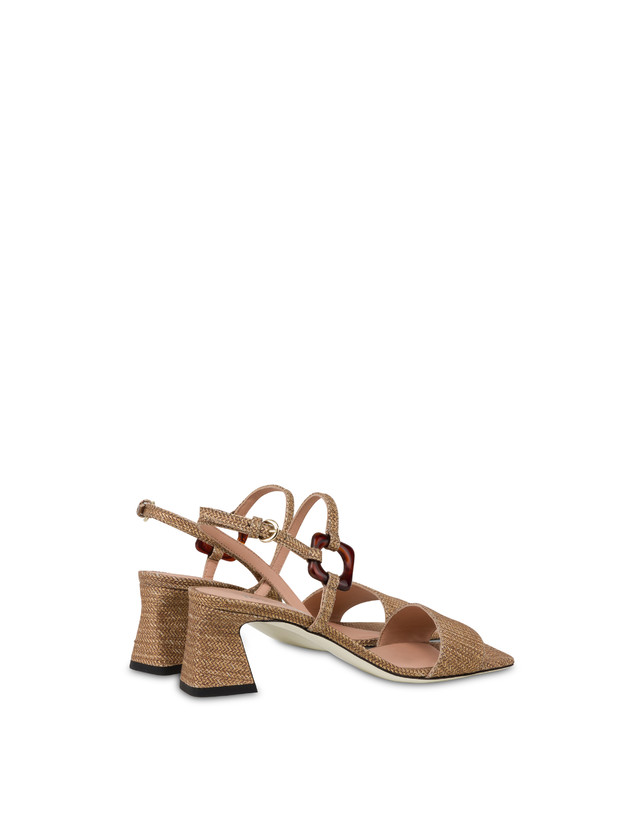 Pollini Sandali In Vitello Stampa Intreccio Between The Lines Wood-oro In Saldo