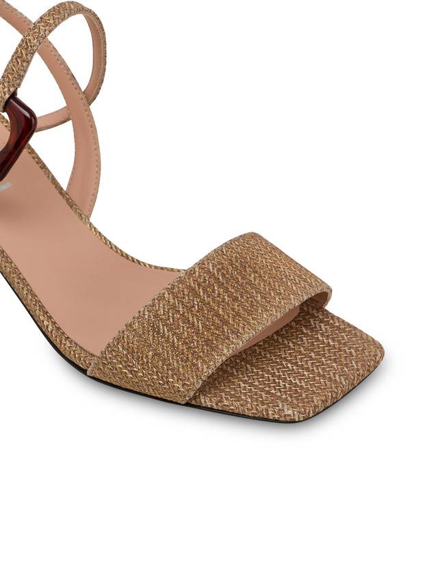 Pollini Sandali In Vitello Stampa Intreccio Between The Lines Wood-oro In Saldo