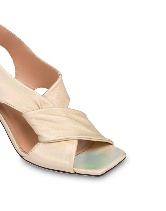 Pollini Sandali In Nappa Iridescente Oasis Sabbia Nuovo