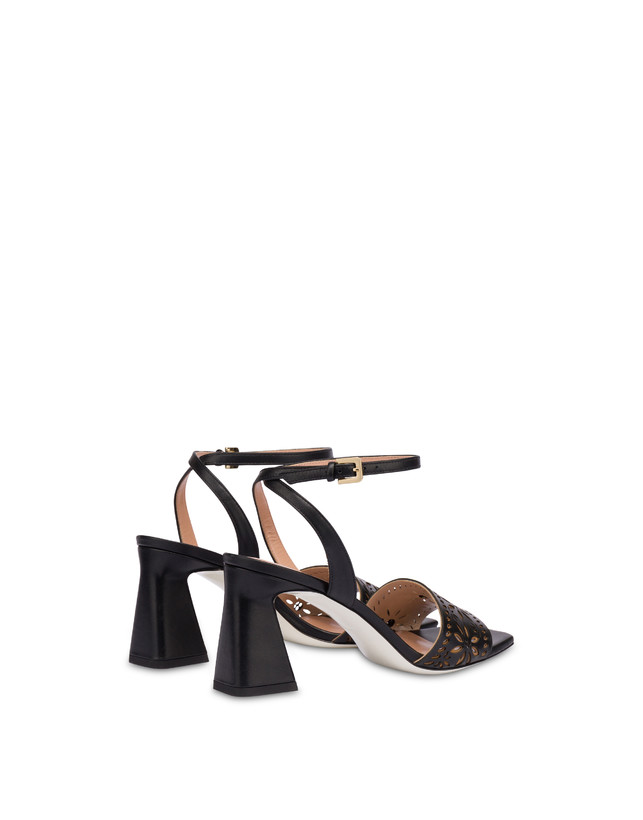 Pollini Sandali In Vitello Con Intagli Desert Rose Nero Promozione