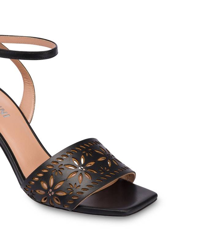 Pollini Sandali In Vitello Con Intagli Desert Rose Nero Promozione