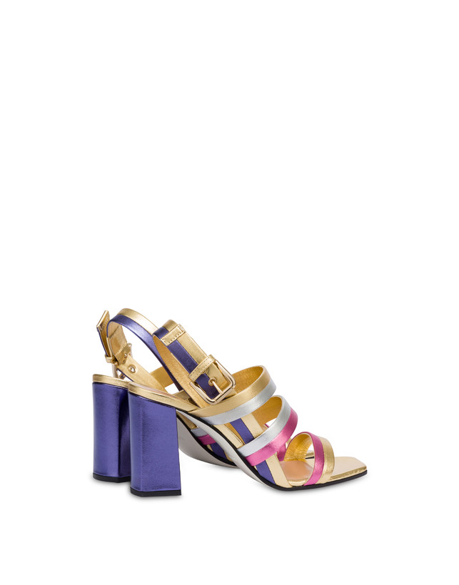 Pollini Sandali In Nappa Laminata Rainbow Oro/peonia/argento/iris Spedizione Gratuita
