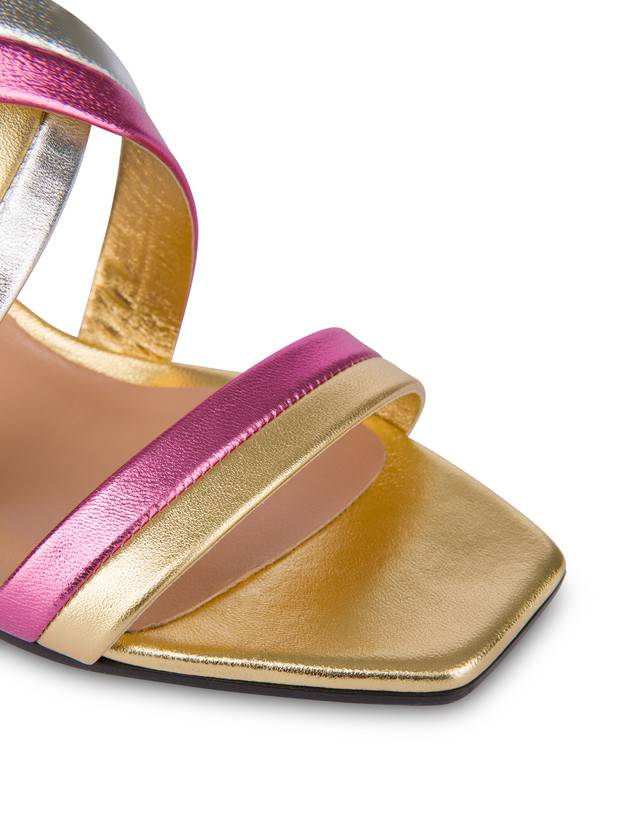 Pollini Sandali In Nappa Laminata Rainbow Oro/peonia/argento/iris Pezzi Unici
