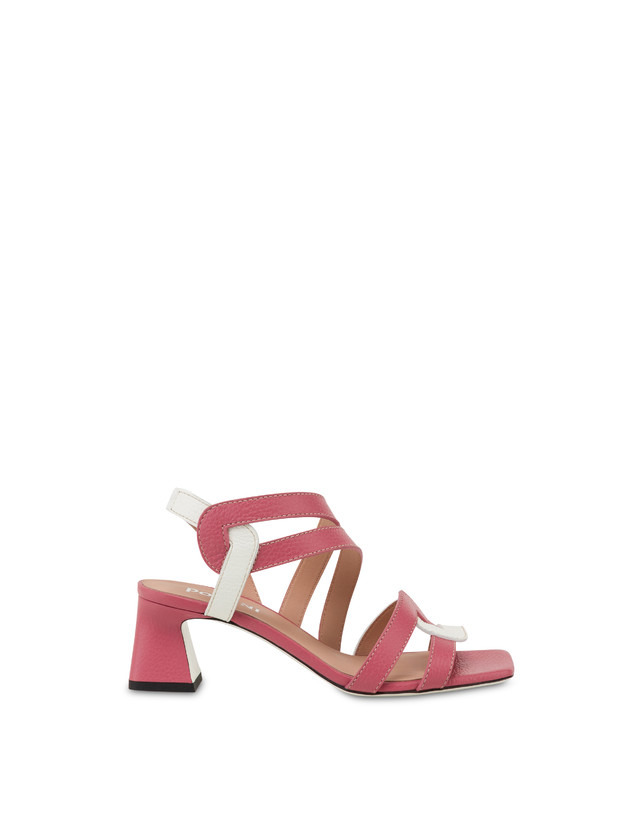 Pollini Sandali In Vitello Bicolore Interlock Peonia/bianco