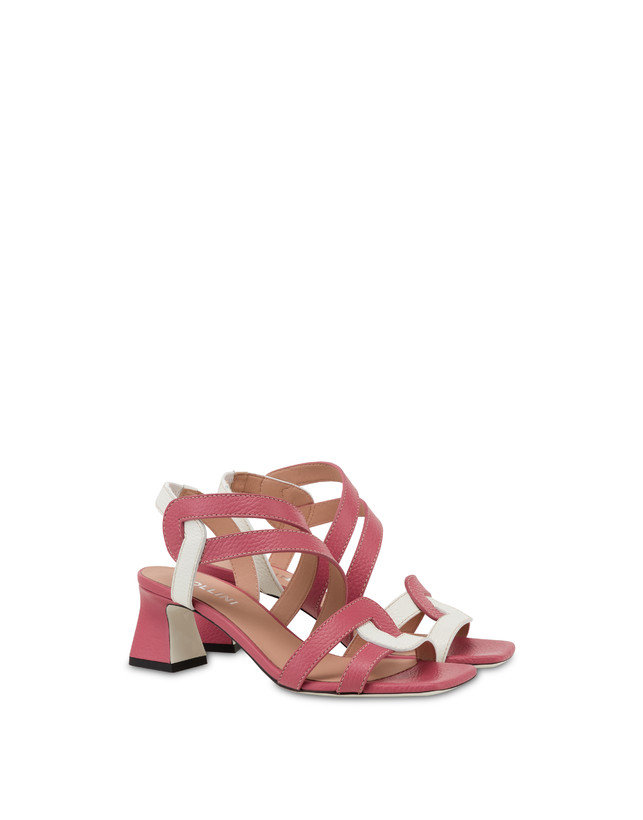 Pollini Sandali In Vitello Bicolore Interlock Peonia/bianco Negozi Online