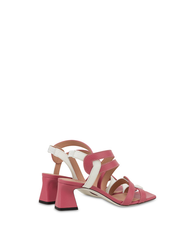 Pollini Sandali In Vitello Bicolore Interlock Peonia/bianco Negozi Online