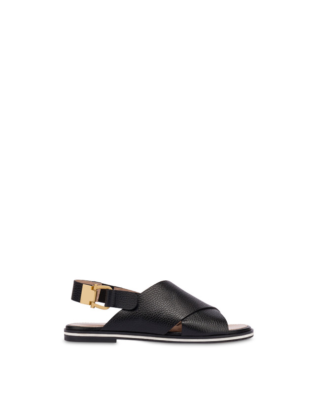 Pollini Sandali Flatform In Vitello Synthesis Nero