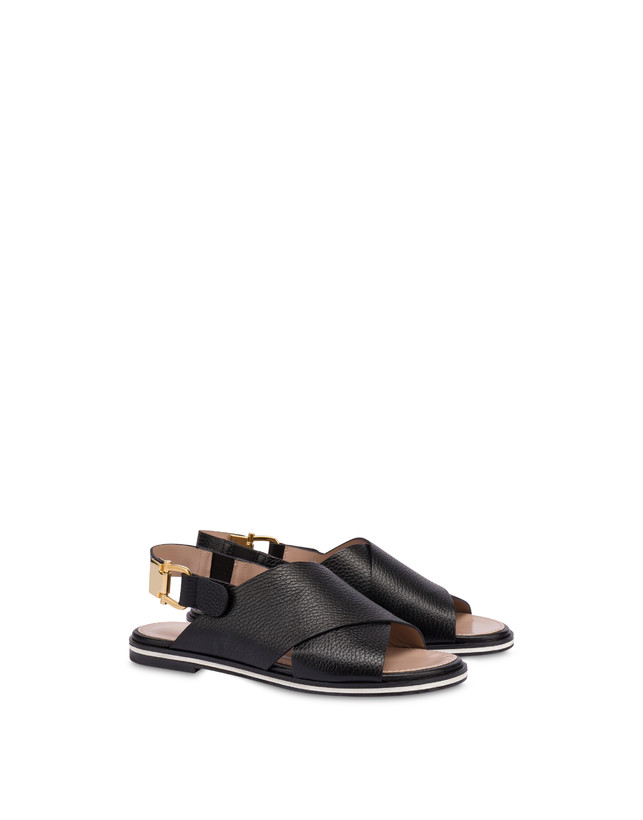 Pollini Sandali Flatform In Vitello Synthesis Nero Promozione Limitata