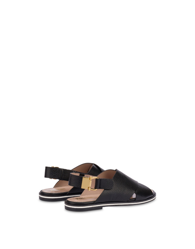 Pollini Sandali Flatform In Vitello Synthesis Nero Promozione Limitata