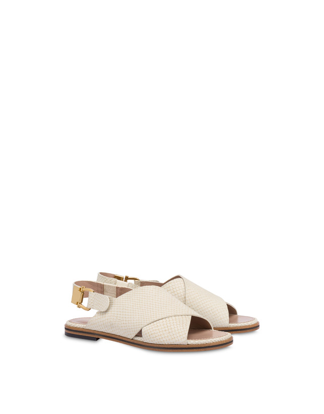Pollini Sandali Flatform In Nabuk Synthesis Gesso Fino Al -60%