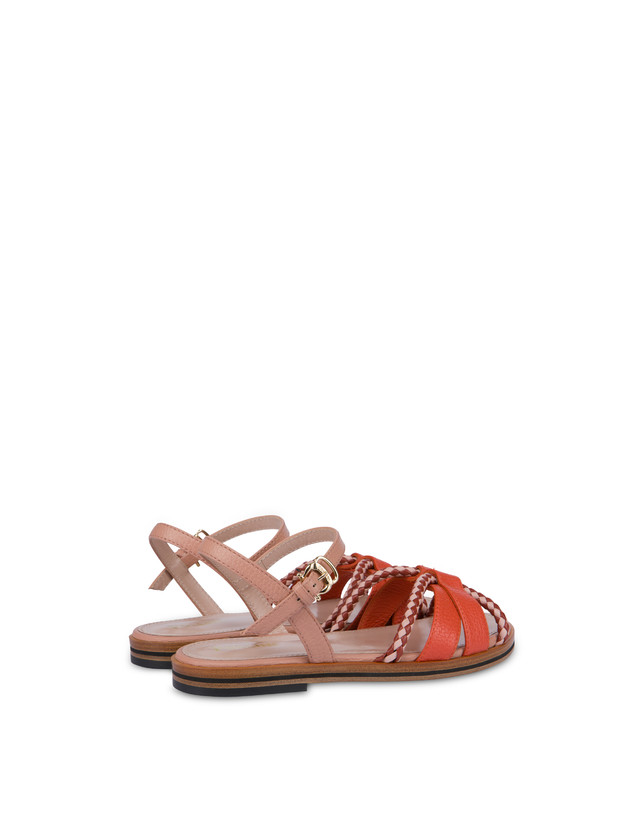 Pollini Sandali Flat In Vitello Bicolor Interlude Cannella/nude Shopping Online