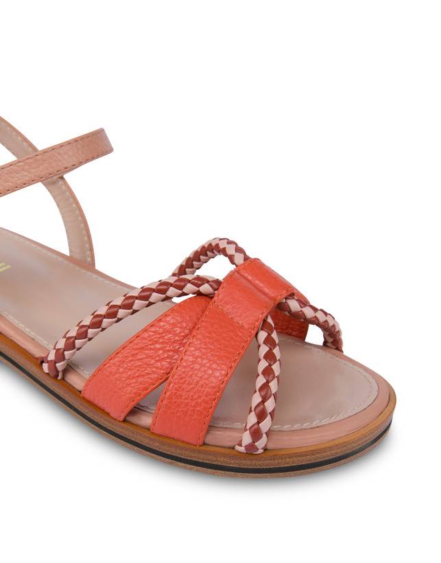 Pollini Sandali Flat In Vitello Bicolor Interlude Cannella/nude Shopping Online