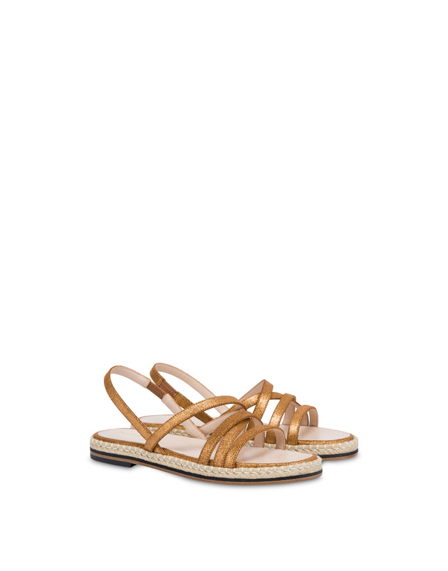 Pollini Sandali Flat In Crosta Laminata Playa Oro Sottocosto