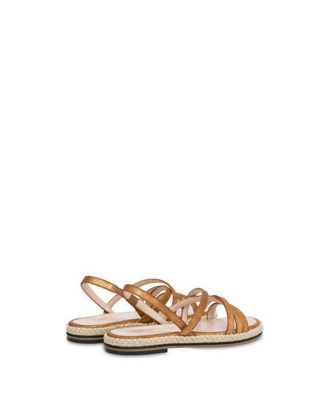 Pollini Sandali Flat In Crosta Laminata Playa Oro Sottocosto