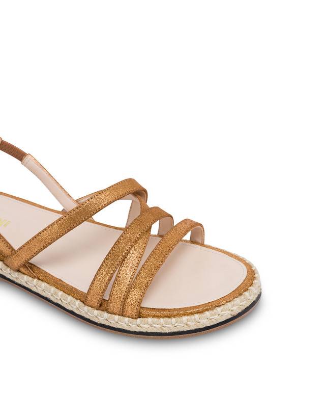 Pollini Sandali Flat In Crosta Laminata Playa Oro Sottocosto