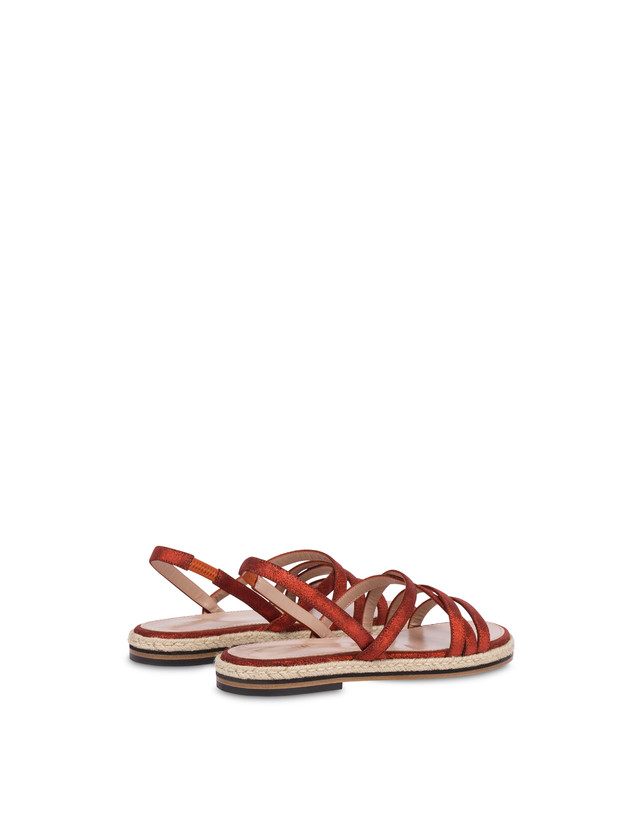 Pollini Sandali Flat In Crosta Laminata Playa Cannella Convenienza