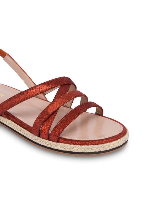 Pollini Sandali Flat In Crosta Laminata Playa Cannella Convenienza