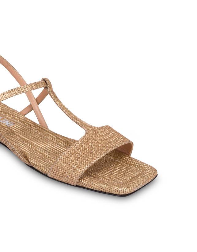 Pollini Sandali Flat In Vitello Stampa Pitone Between The Lines Wood-oro Presa