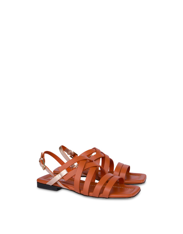 Pollini Sandali Flat Incontri Wood/rame Sconto