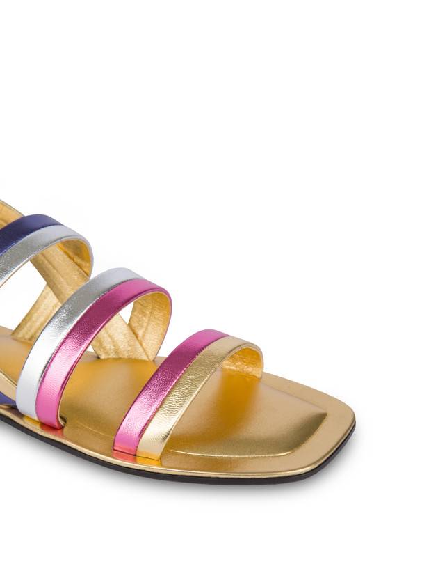 Pollini Sandali Flat In Nappa Laminata Rainbow Oro/peonia/argento/iris Online