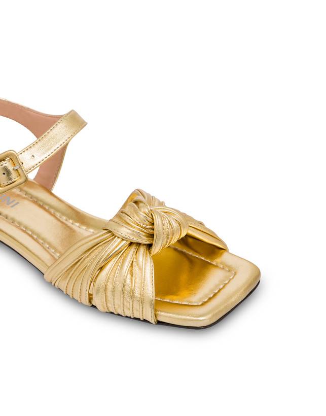 Pollini Sandali Flat In Nappa Laminata Sailor Knot Oro Outlet