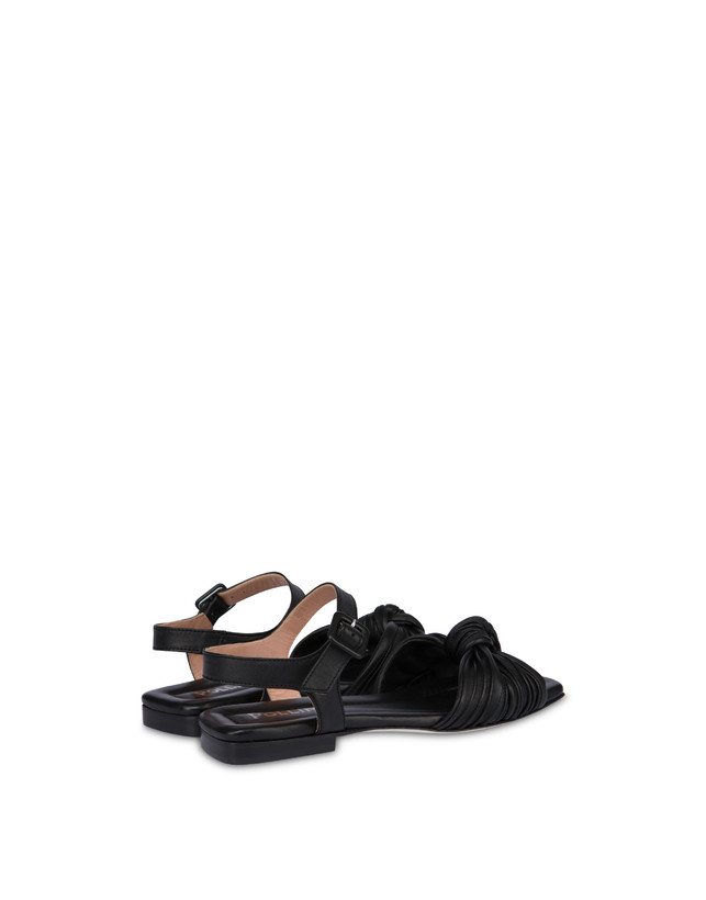 Pollini Sandali Flat In Nappa Sailor Knot Nero In Vendita