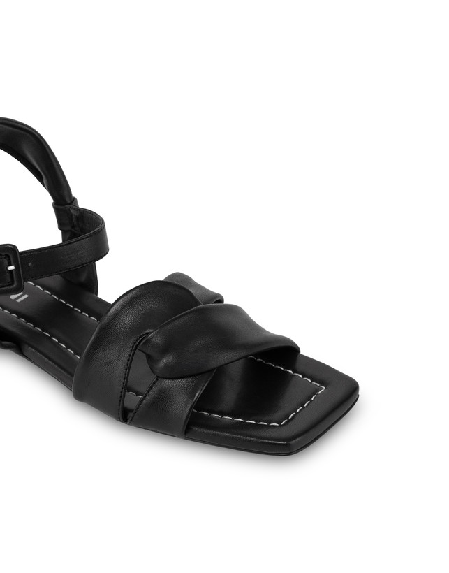 Pollini Sandali Flat In Nappa Oasis Nero Offerte