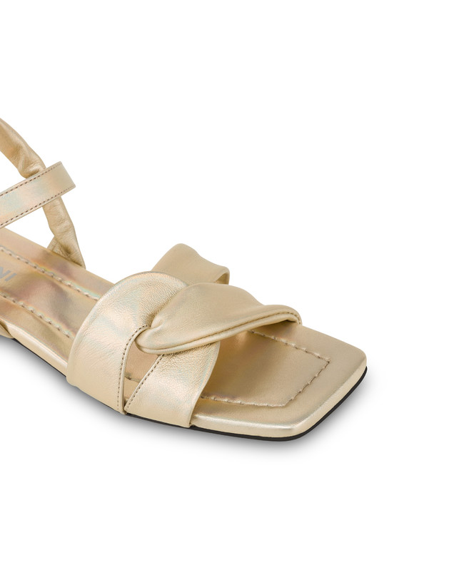 Pollini Sandali Flat In Nappa Laminata Oasis Sabbia Hotsell