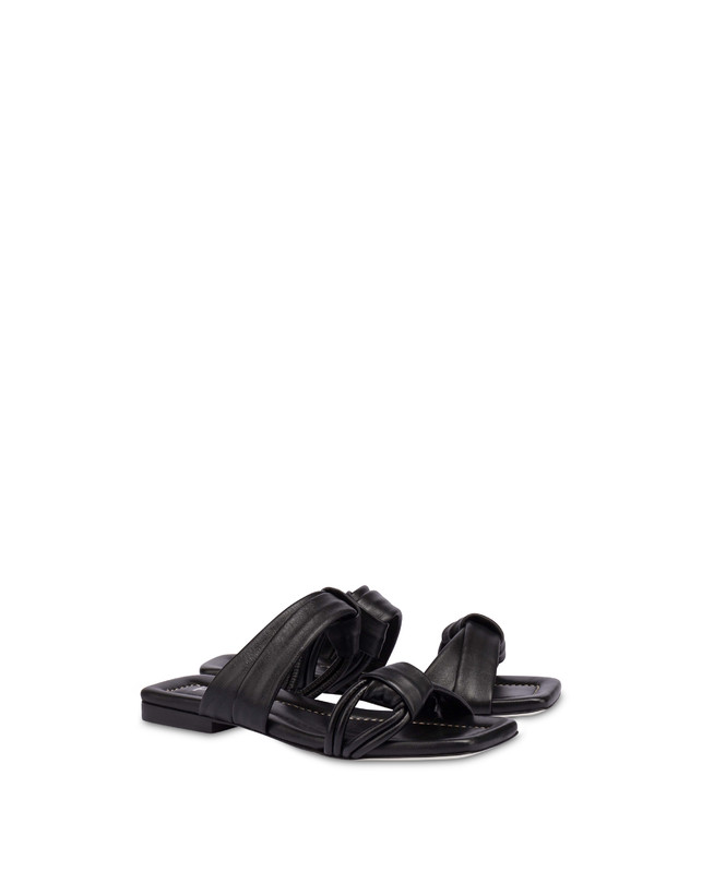 Pollini Sandali Flat In Nappa Lady Tie Nero Vendita Calda
