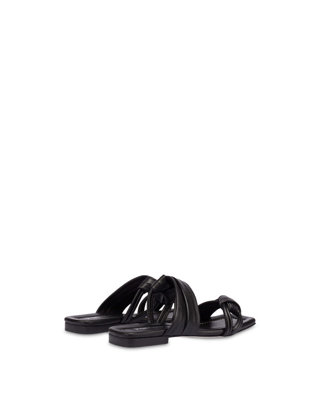 Pollini Sandali Flat In Nappa Lady Tie Nero Vendita Calda