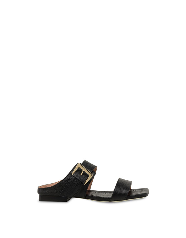 Pollini Sandali Flat In Vitello Bottalato Ethos Nero