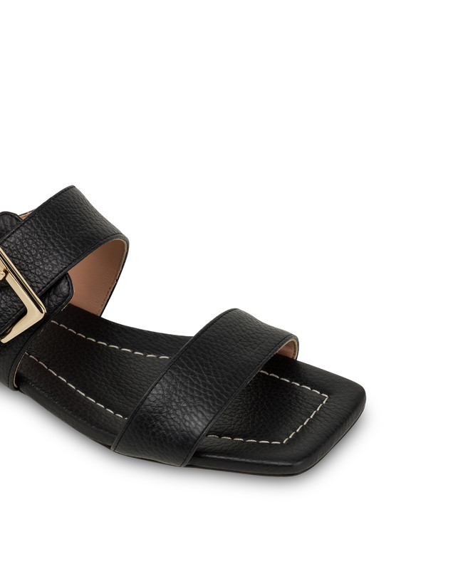 Pollini Sandali Flat In Vitello Bottalato Ethos Nero Vendita Economica