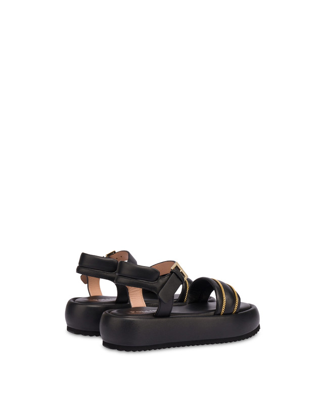 Pollini Sandali Flatform In Nappa Lady Tie Nero Saldi Di Fabbrica