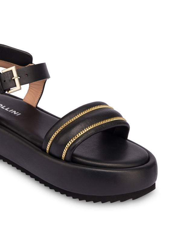 Pollini Sandali Flatform In Nappa Lady Tie Nero Saldi Di Fabbrica