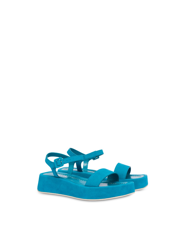 Pollini Sandali Flatform In Camoscio Seventy Pool Vendite Flash