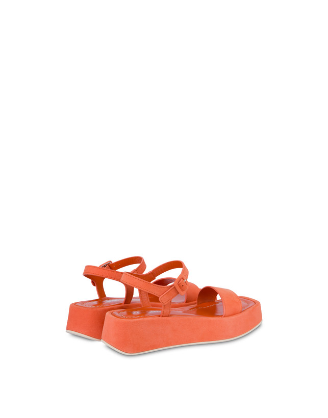 Pollini Sandali Flatform In Camoscio Seventy Coral Negozio
