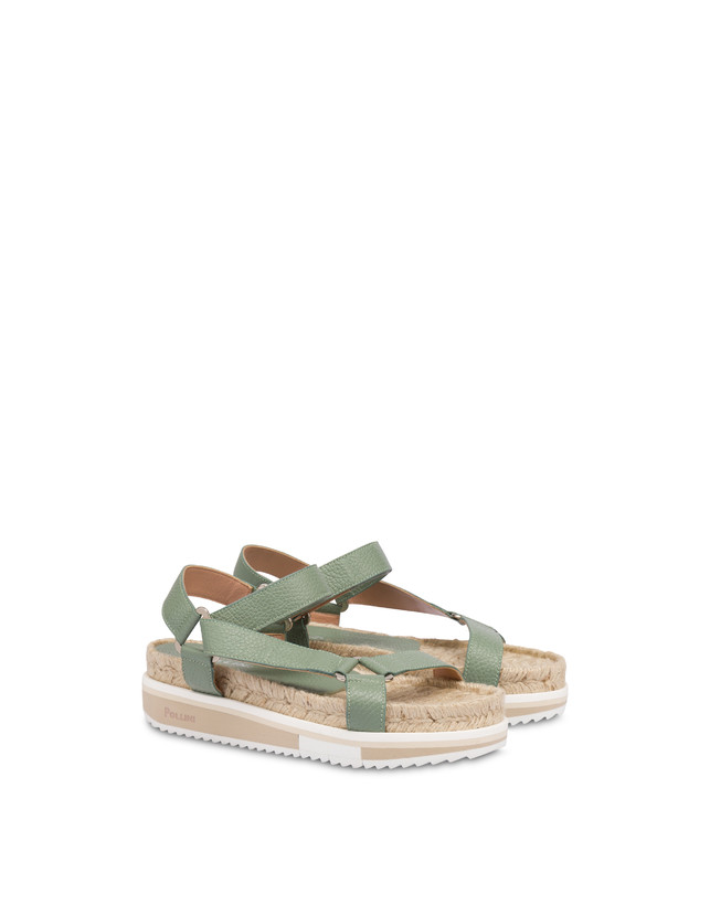 Pollini Sandali Fussbett In Vitello Flower Garden Sage In Saldo