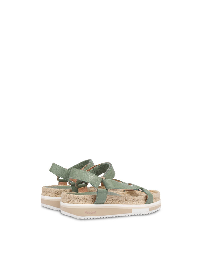 Pollini Sandali Fussbett In Vitello Flower Garden Sage In Saldo