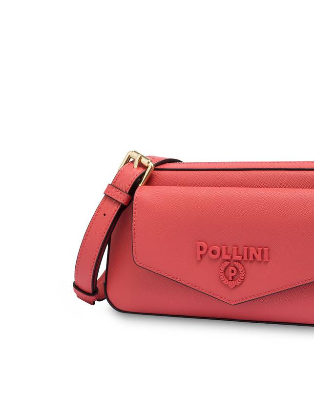 Pollini Borsa A Tracolla Con Maxi Lettering Safari Arancio Nuova