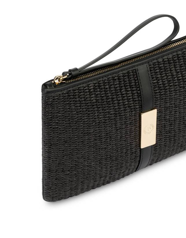 Pollini Pochette In Paglia Essence Nero Italy