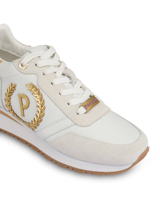 Pollini Sneakers Con Dettagli Laminati Speedy Bianco/ghiaccio/bianco/oro Spedizione Gratuita