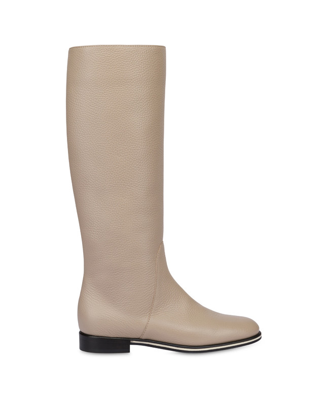 Pollini Stivale Flat In Vitello Core Avorio