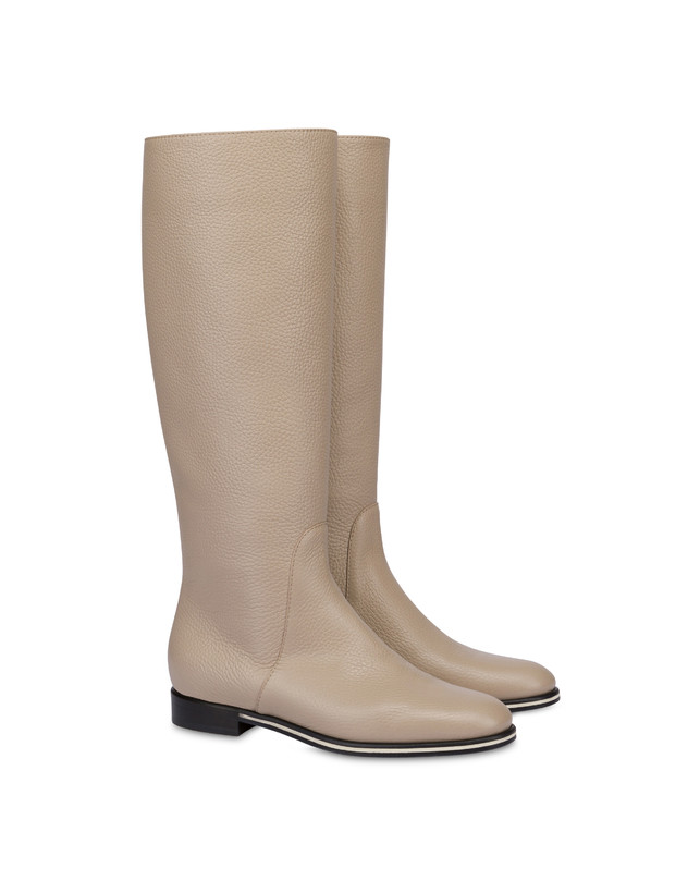Pollini Stivale Flat In Vitello Core Avorio Negozi Online