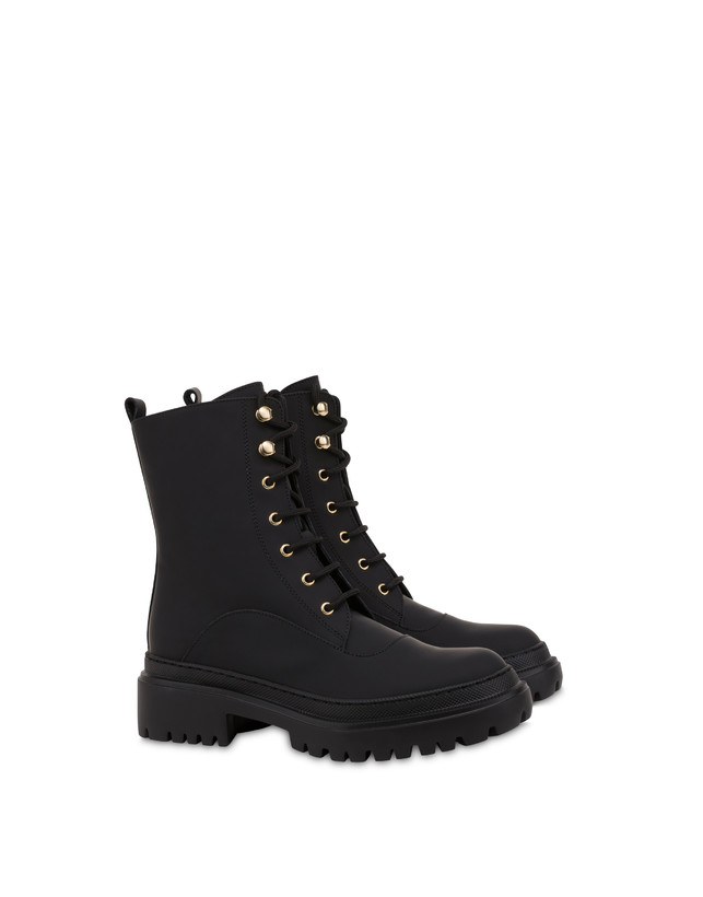 Pollini Combat Boot In Vitello Gommato Winter Step Nero Acquista Ora