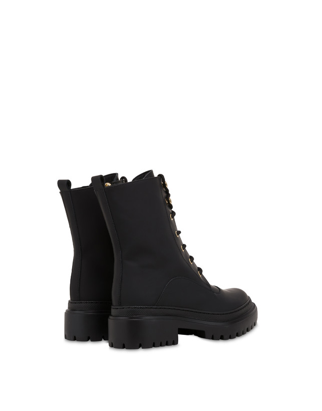 Pollini Combat Boot In Vitello Gommato Winter Step Nero Acquista Ora
