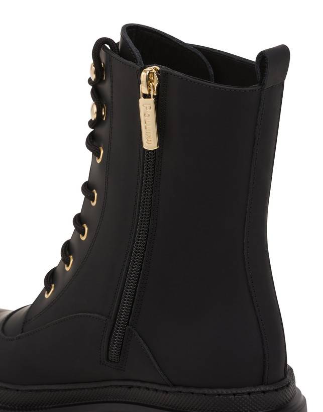 Pollini Combat Boot In Vitello Gommato Winter Step Nero Acquista Ora