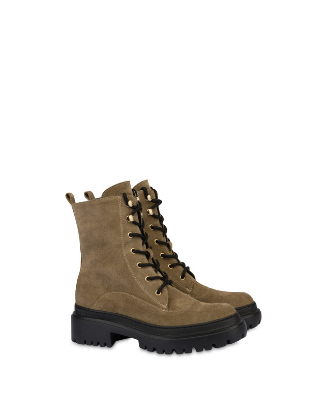 Pollini Combat Boot In Crosta Winter Step Sabbia Consegna Veloce