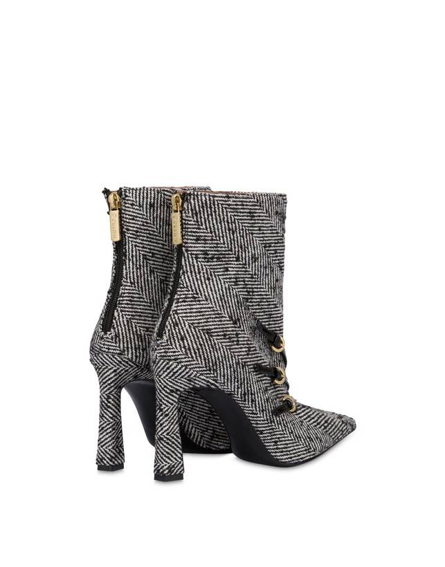 Pollini Stivaletti In Tessuto Spigato Bi-buckle Bianco-nero/nero Sconto
