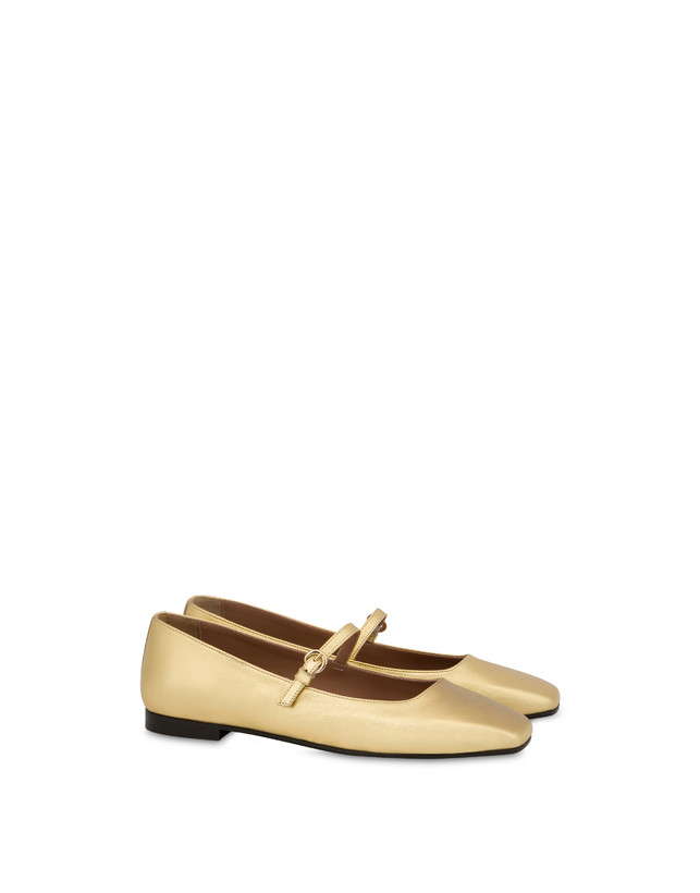 Pollini Ballerine In Nappa Laminata Nina Oro In Vendita