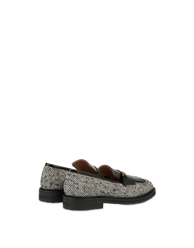 Pollini Mocassini In Tessuto Spigato Camber Sand Bianco-nero/nero Hotsell